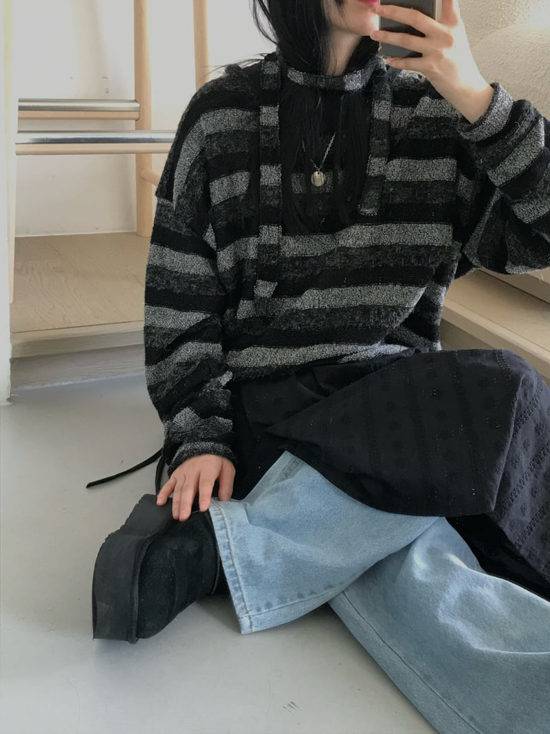 Buckle - Korean Women Fashion - #thelittlethings - Soft V Neck Stripe Knit - 6