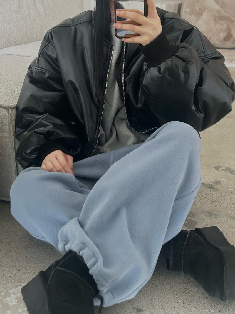 Buckle - Korean Women Fashion - #momslook - Double Fleece Wide Jogger Pants - 4