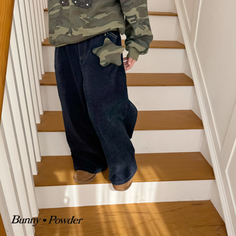Bunny Powder - Korean Children Fashion - #designkidswear - Warm Fleece Denim Pants - 4