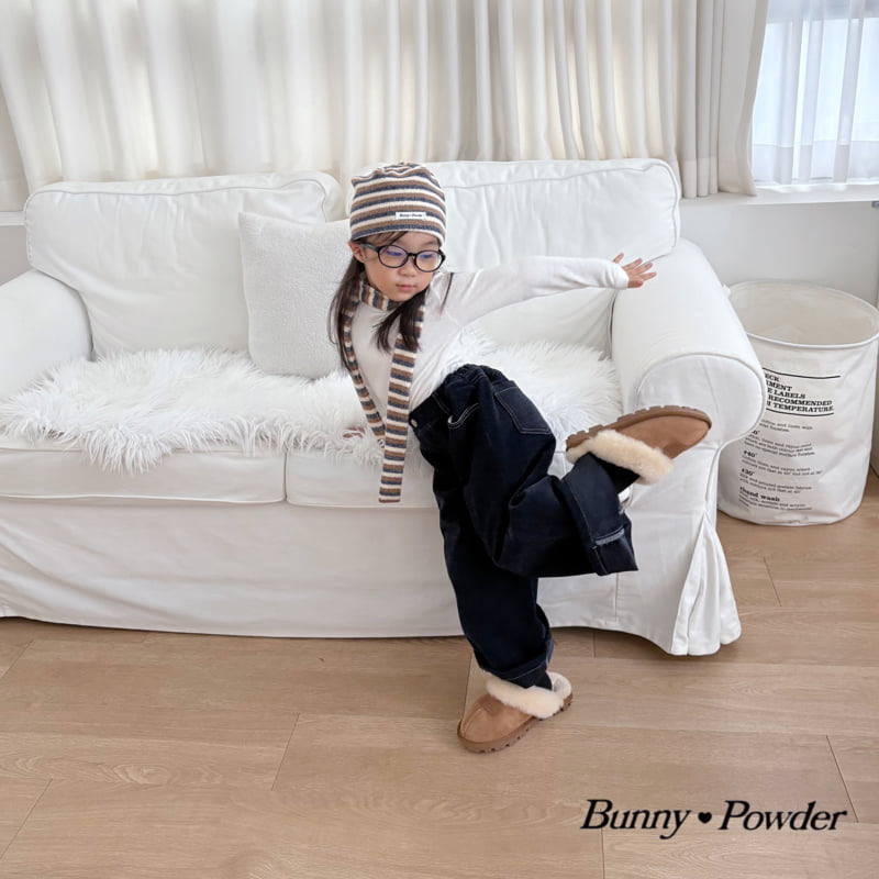 Bunny Powder - Korean Children Fashion - #kidzfashiontrend - Warm Fleece Denim Pants - 8