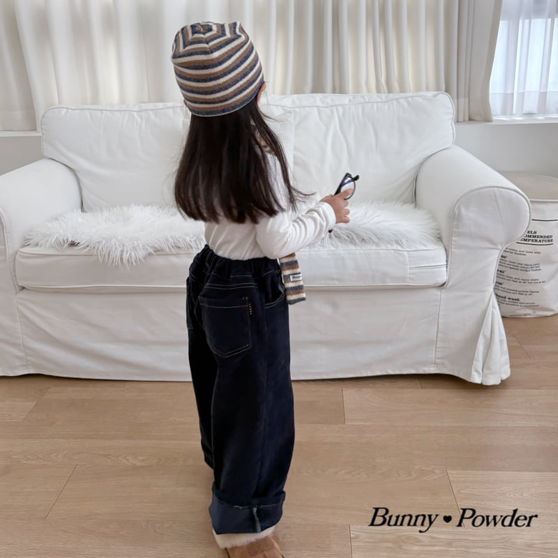 Bunny Powder - Korean Children Fashion - #littlefashionista - Warm Fleece Denim Pants - 10