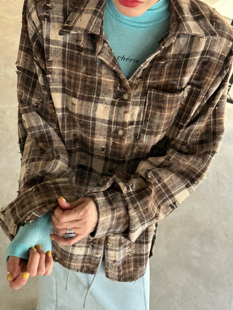 Chavi - Korean Women Fashion - #momslook - Vintage Check Shirt (Removable Pads) - 5