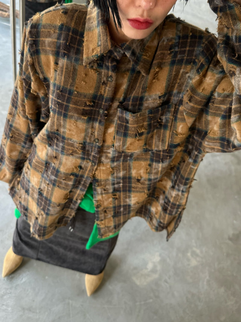 Chavi - Korean Women Fashion - #momslook - Vintage Check Shirt (Removable Pads) - 9