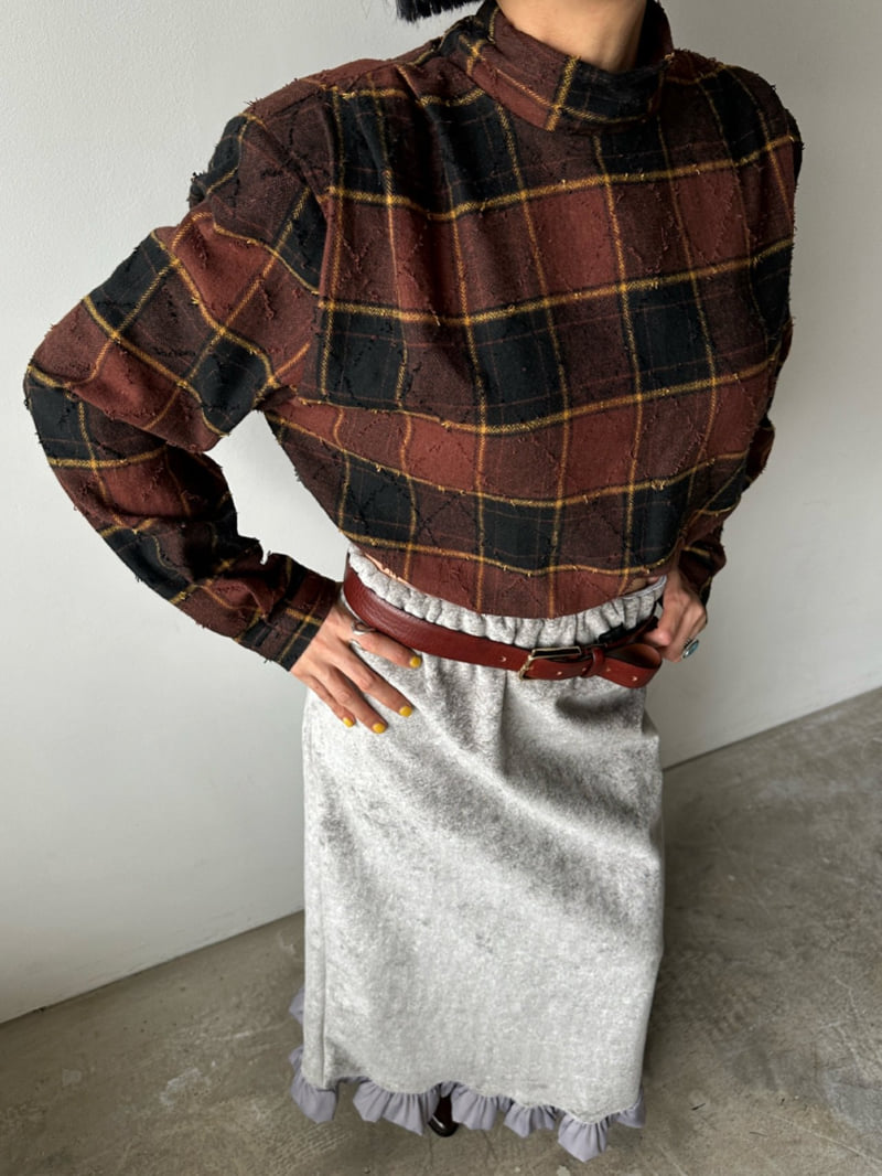 Chavi - Korean Women Fashion - #momslook - Tie Check Blouse - 11