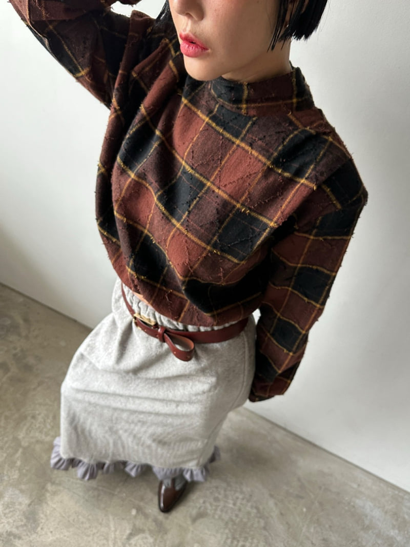 Chavi - Korean Women Fashion - #momslook - Tie Check Blouse - 9