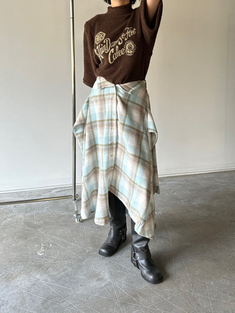 Chavi - Korean Women Fashion - #momslook - Check Shirt Skirt - 10