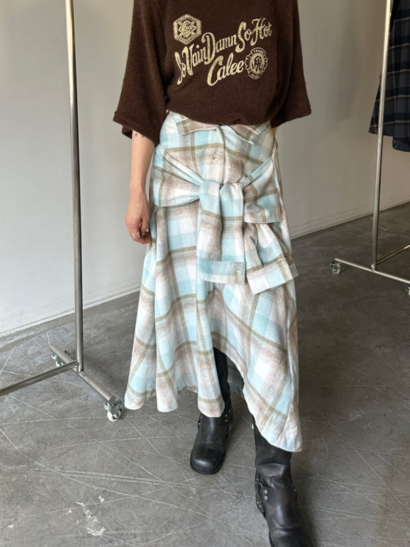 Chavi - Korean Women Fashion - #momslook - Check Shirt Skirt - 8