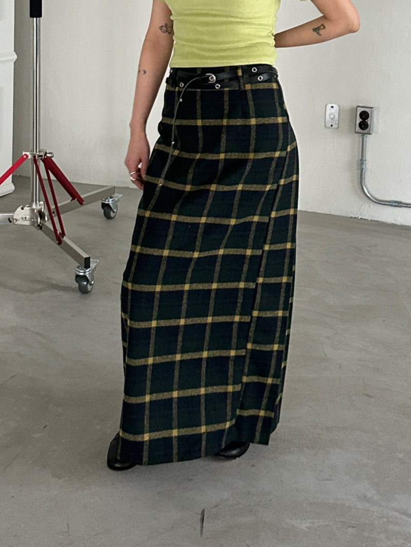 Chavi - Korean Women Fashion - #womensfashion - Back Pleat Skirt Belt Set - 4