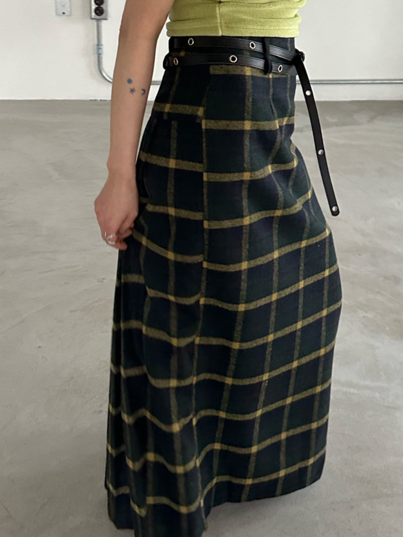 Chavi - Korean Women Fashion - #momslook - Back Pleat Skirt Belt Set - 6
