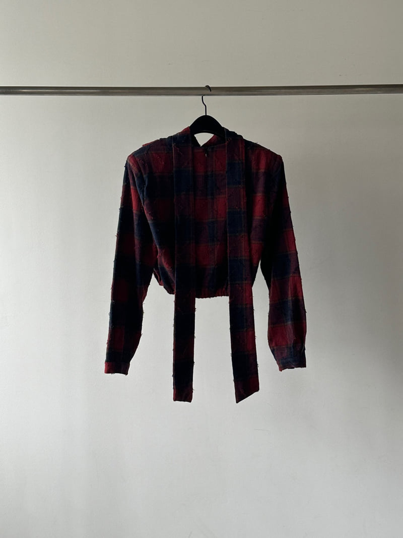 Chavi - Korean Women Fashion - #pursuepretty - Tie Check Blouse - 3