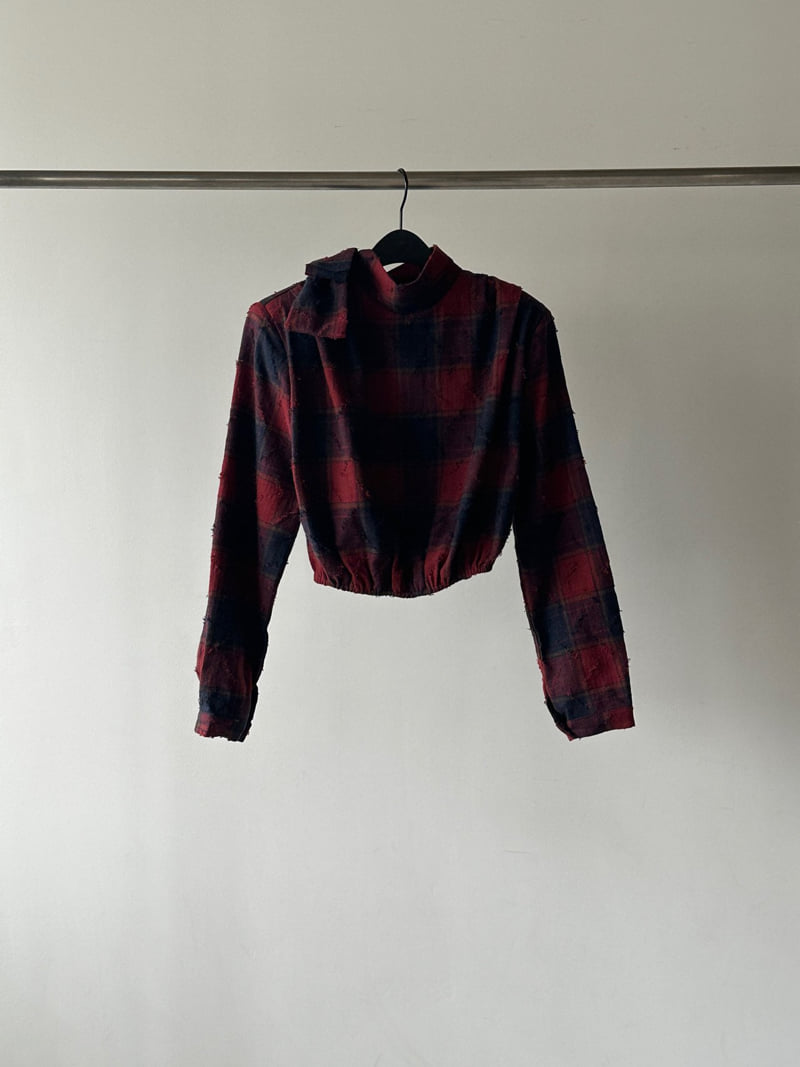 Chavi - Korean Women Fashion - #pursuepretty - Tie Check Blouse - 4