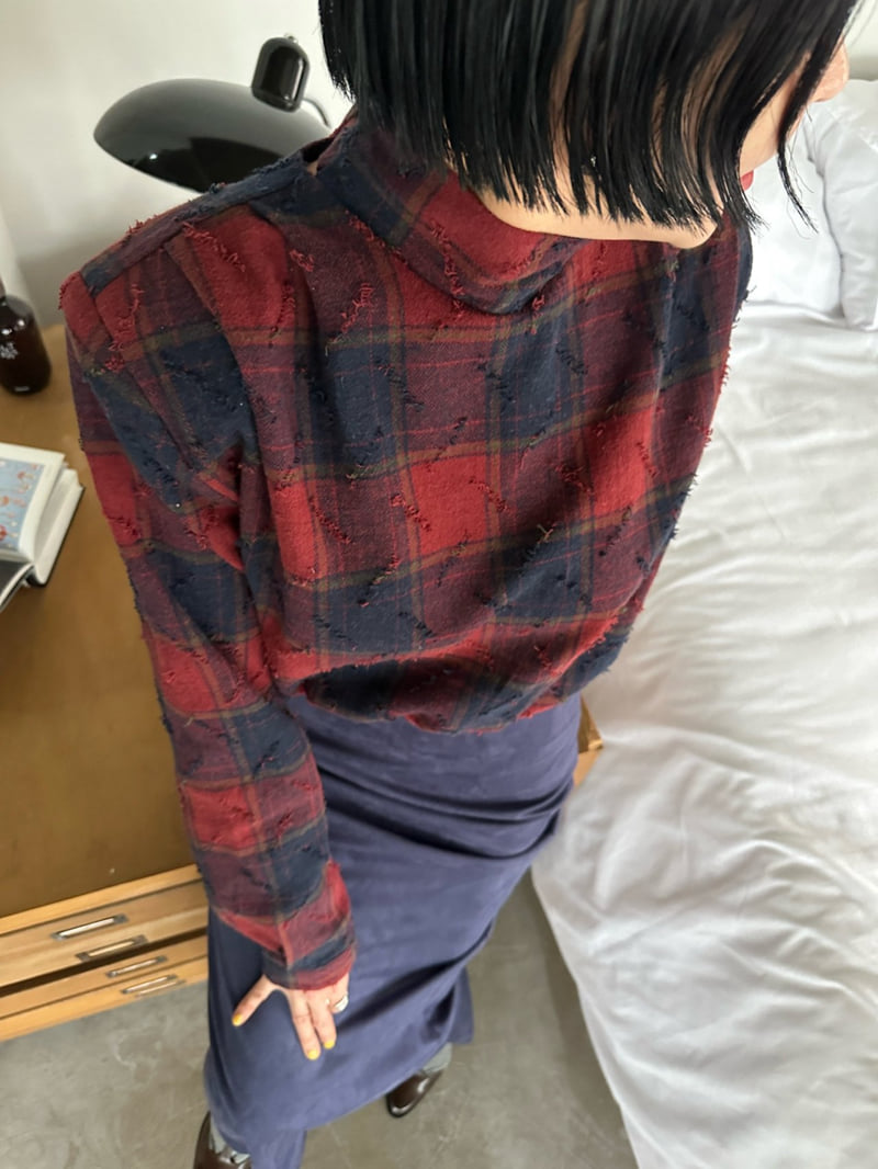 Chavi - Korean Women Fashion - #romanticstyle - Tie Check Blouse - 5