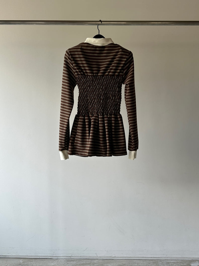 Chavi - Korean Women Fashion - #shopsmall - Stripe Shirred Tee - 3