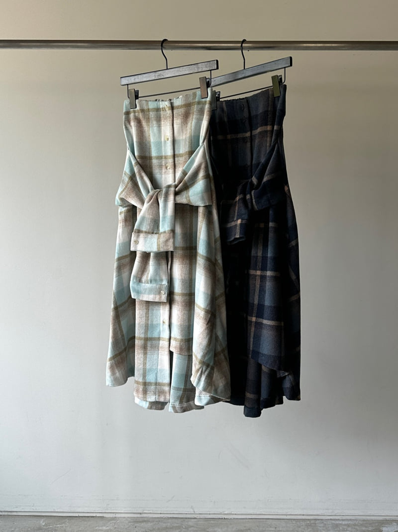 Chavi - Korean Women Fashion - #shopsmall - Check Shirt Skirt