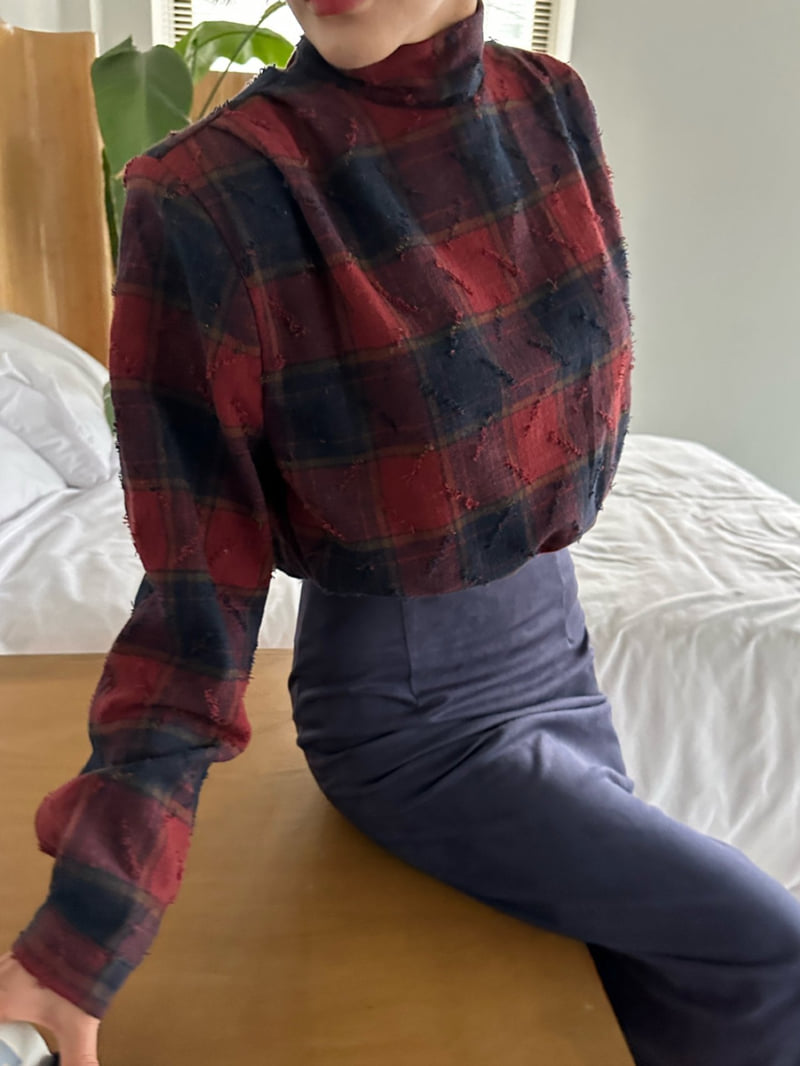 Chavi - Korean Women Fashion - #thatsdarling - Tie Check Blouse - 7