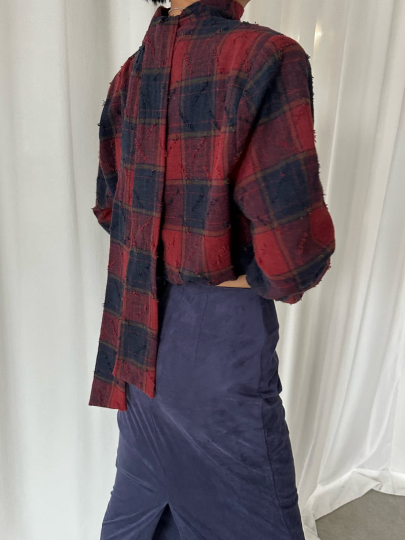 Chavi - Korean Women Fashion - #thelittlethings - Tie Check Blouse - 8