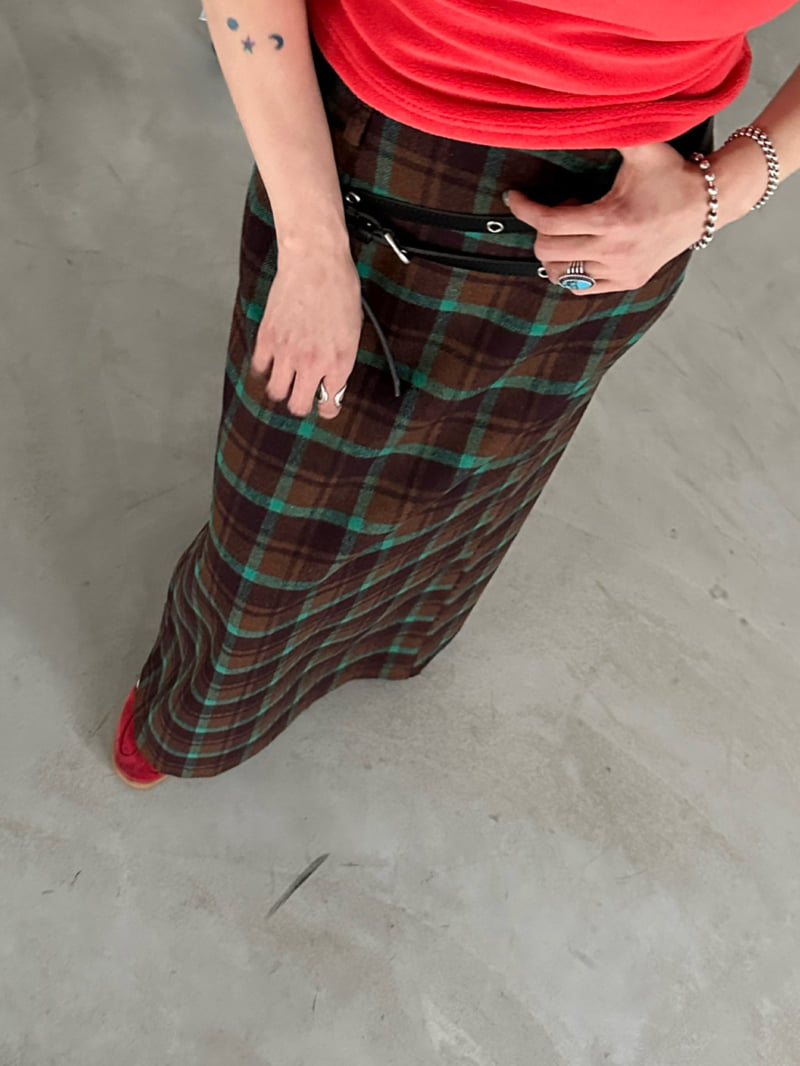 Chavi - Korean Women Fashion - #vintageinspired - Back Pleat Skirt Belt Set - 8