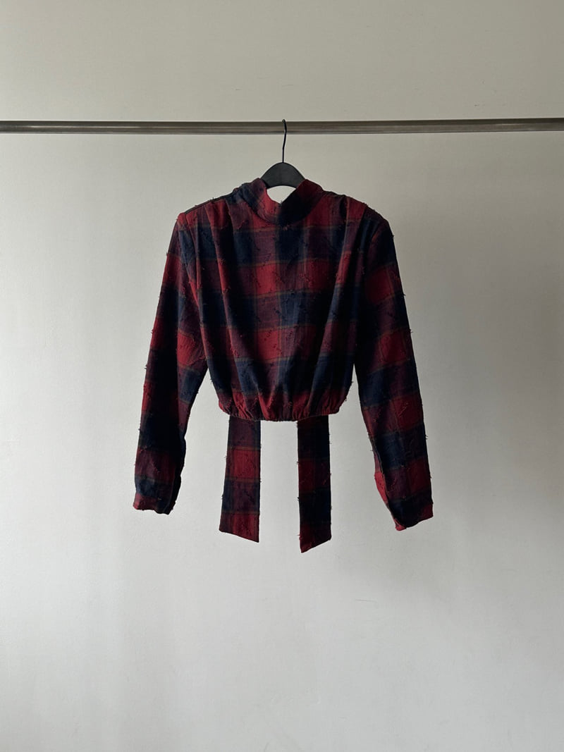 Chavi - Korean Women Fashion - #vintagekidsstyle - Tie Check Blouse - 2