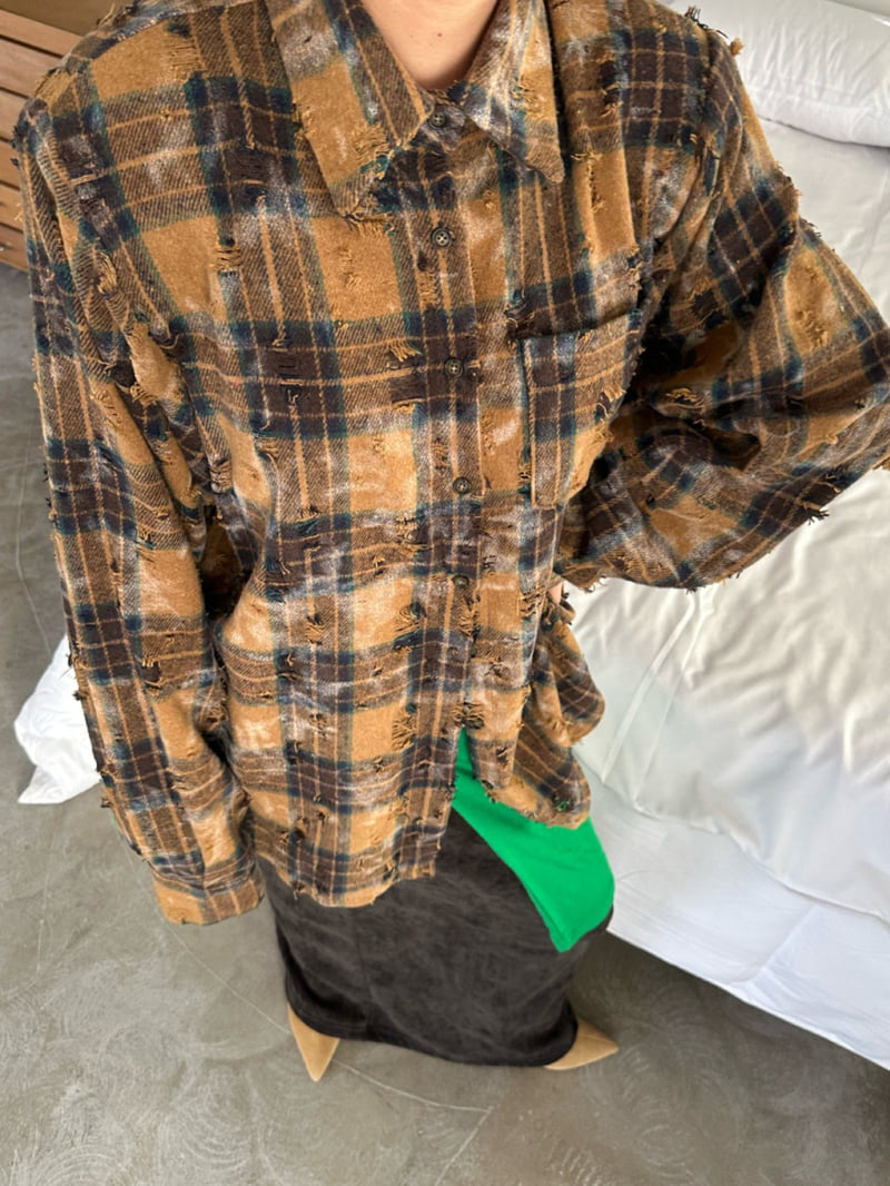 Chavi - Korean Women Fashion - #womensfashion - Vintage Check Shirt (Removable Pads) - 10