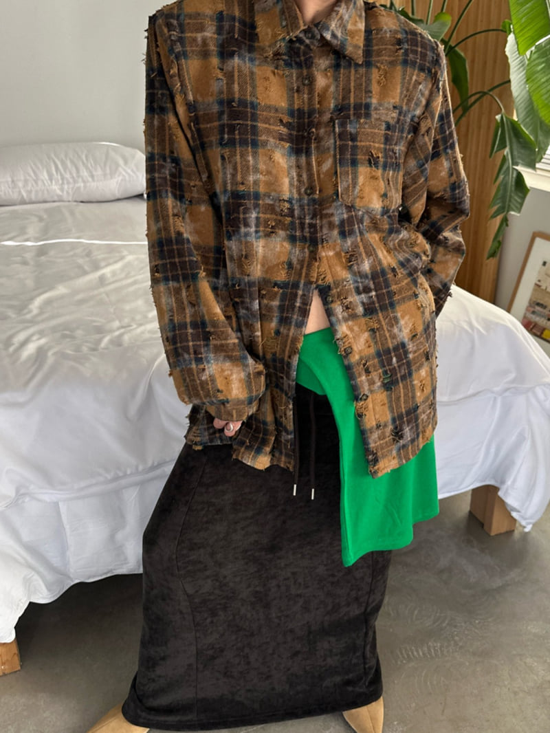 Chavi - Korean Women Fashion - #womensfashion - Vintage Check Shirt (Removable Pads) - 12