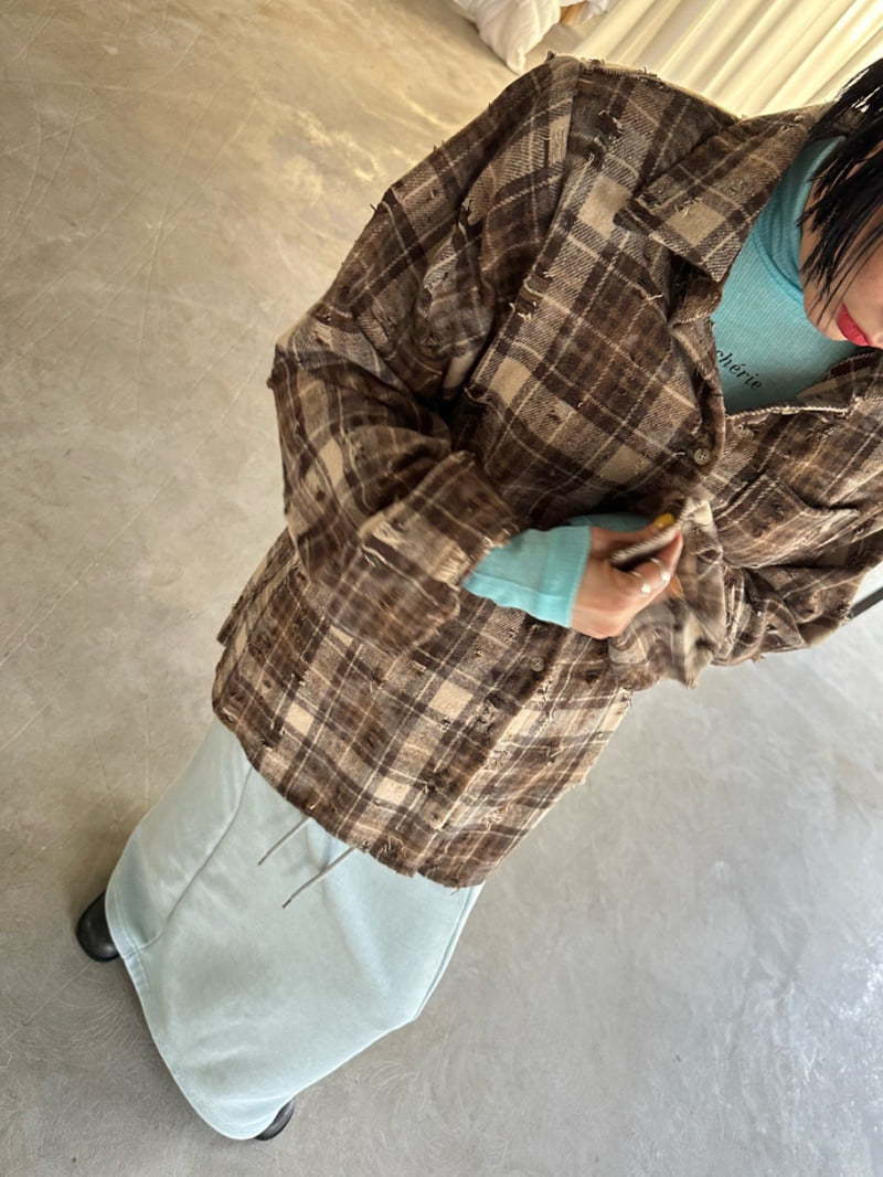 Chavi - Korean Women Fashion - #womensfashion - Vintage Check Shirt (Removable Pads) - 6