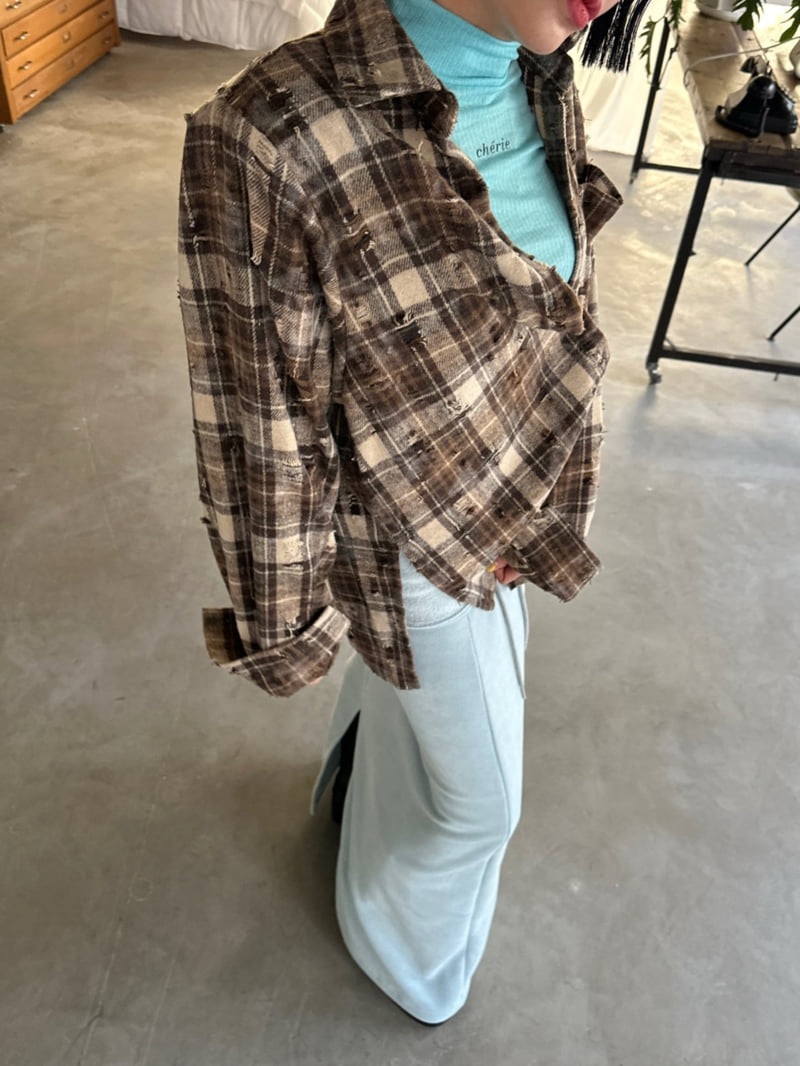 Chavi - Korean Women Fashion - #womensfashion - Vintage Check Shirt (Removable Pads) - 8