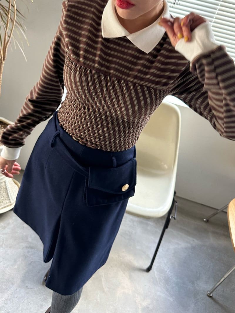Chavi - Korean Women Fashion - #womensfashion - Stripe Shirred Tee - 11