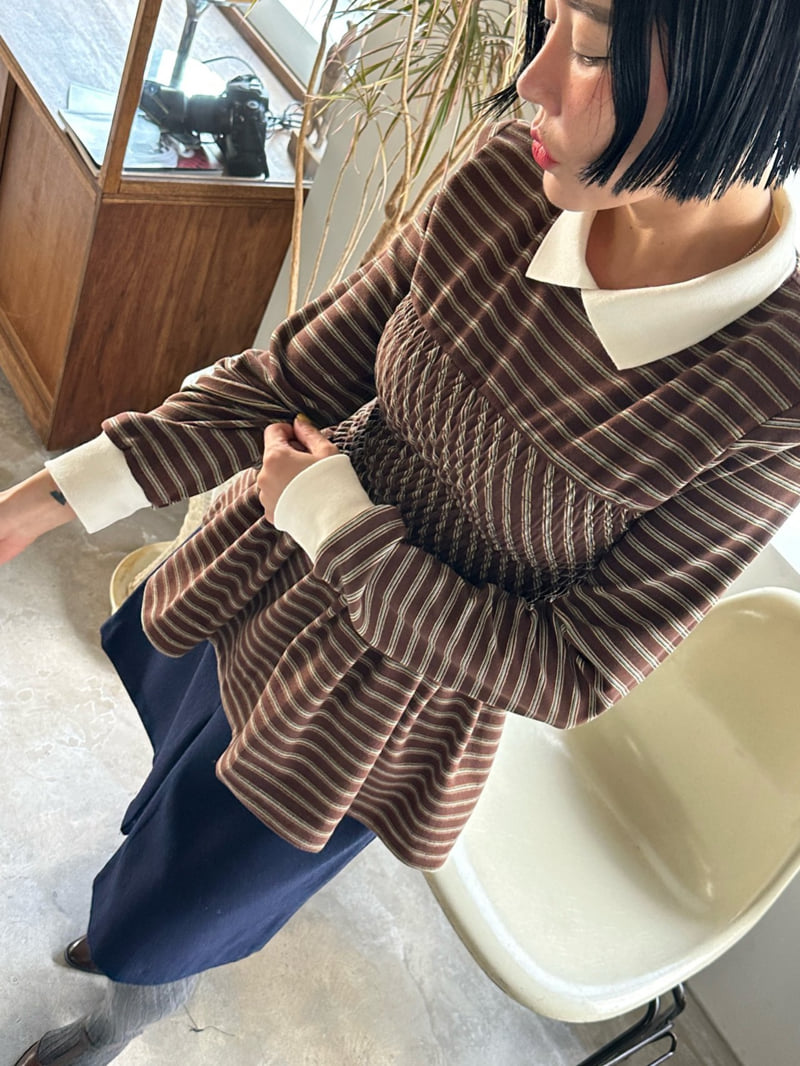 Chavi - Korean Women Fashion - #womensfashion - Stripe Shirred Tee - 7
