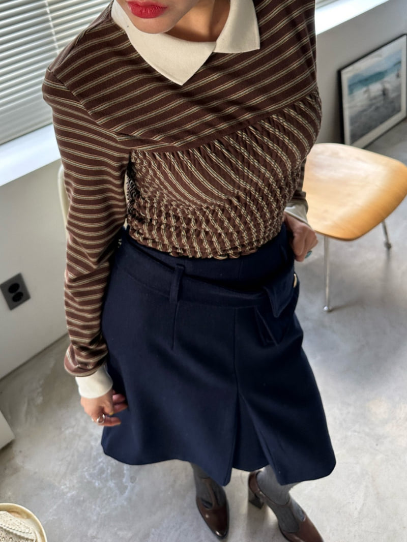 Chavi - Korean Women Fashion - #womensfashion - Stripe Shirred Tee - 9