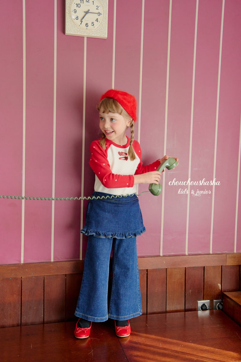 Chouchou Shasha - Korean Children Fashion - #childofig - Frill Denim Skirt Pants (Brushed) - 6