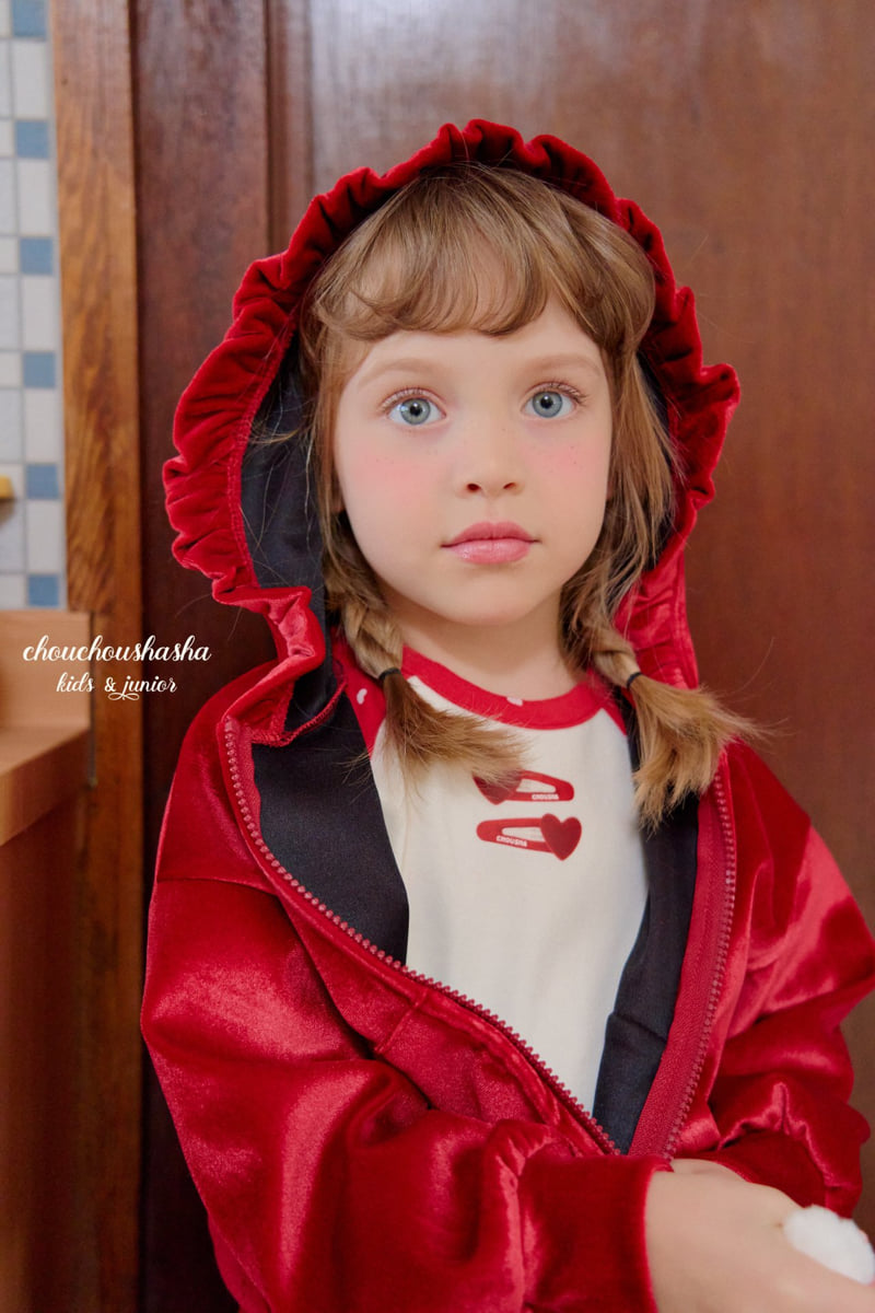 Chouchou Shasha - Korean Children Fashion - #childrensboutique - Merry Velvet Hood Jacket - 10