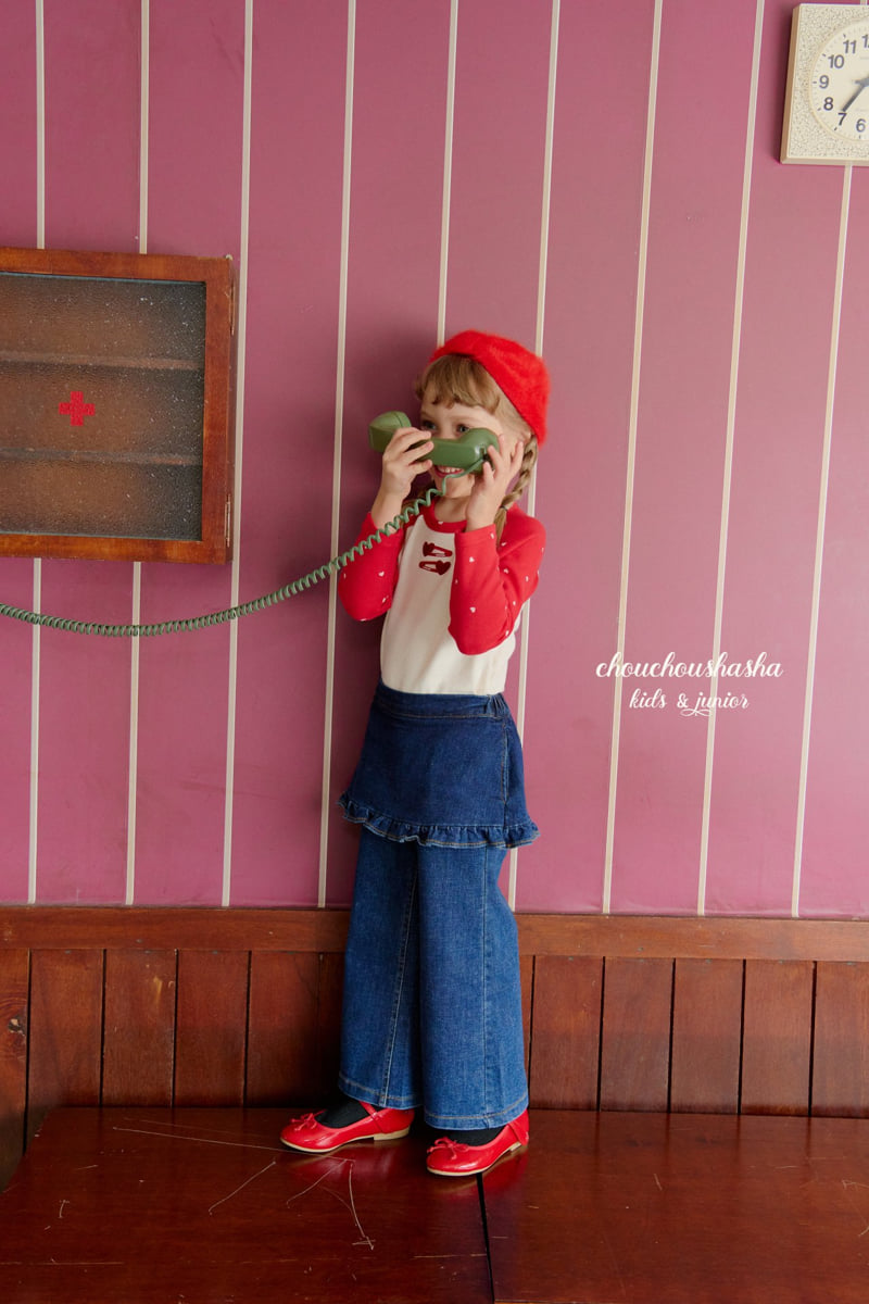 Chouchou Shasha - Korean Children Fashion - #childrensboutique - Frill Denim Skirt Pants (Brushed) - 8