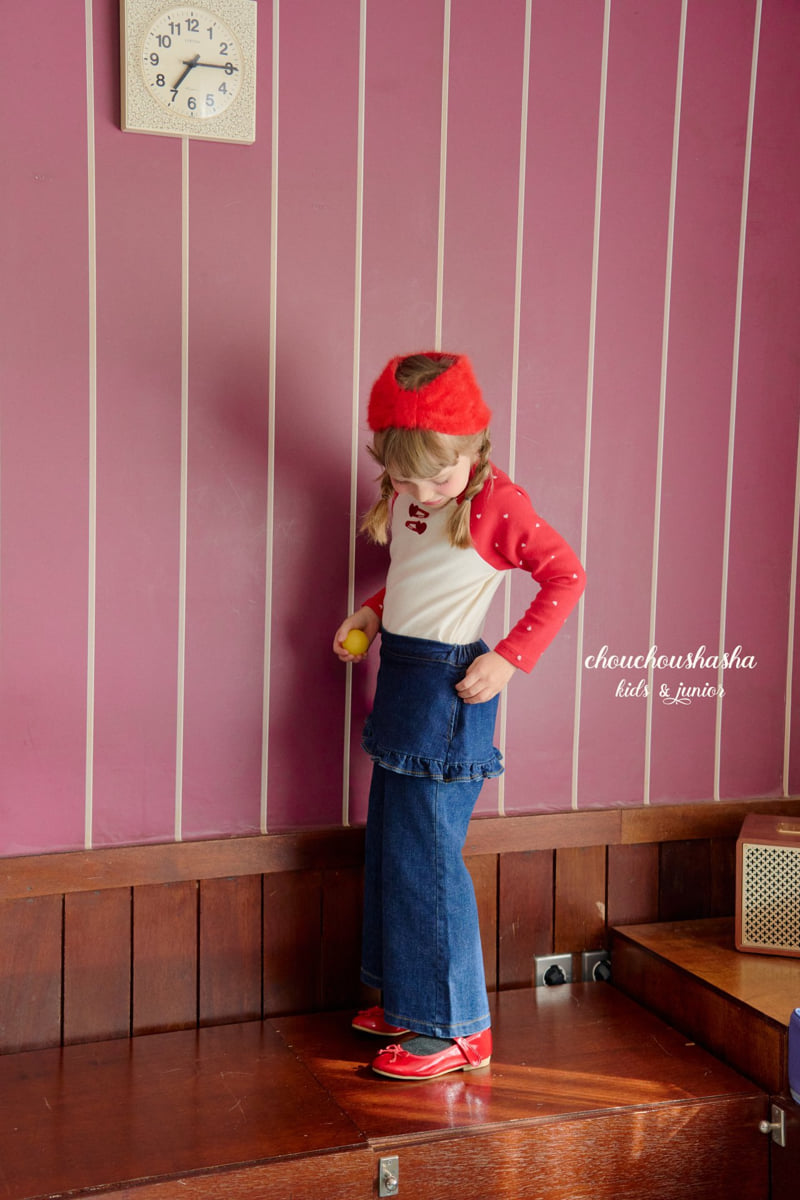 Chouchou Shasha - Korean Children Fashion - #designkidswear - Frill Denim Skirt Pants (Brushed) - 9