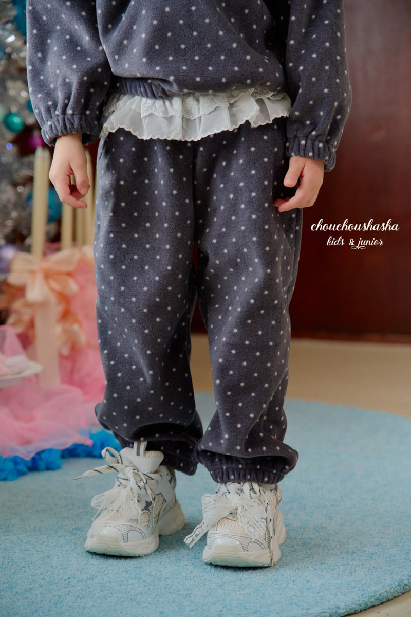 Chouchou Shasha - Korean Children Fashion - #discoveringself - Dot Lace Fleece Pants