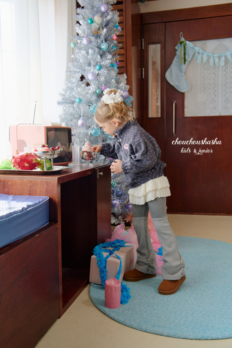 Chouchou Shasha - Korean Children Fashion - #kidsshorts - Heart Frill Fleece Lace Tee - 11