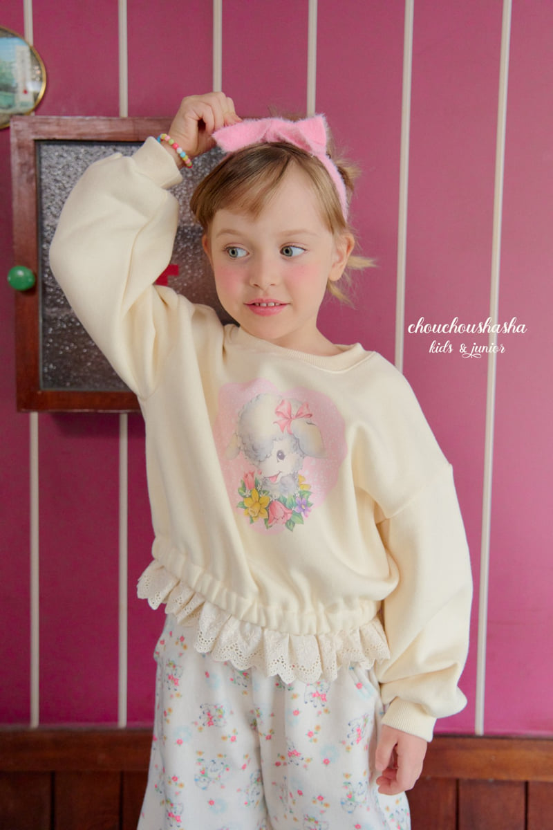 Chouchou Shasha - Korean Children Fashion - #kidsshorts - Sheep Lace Sweatshirt - 8