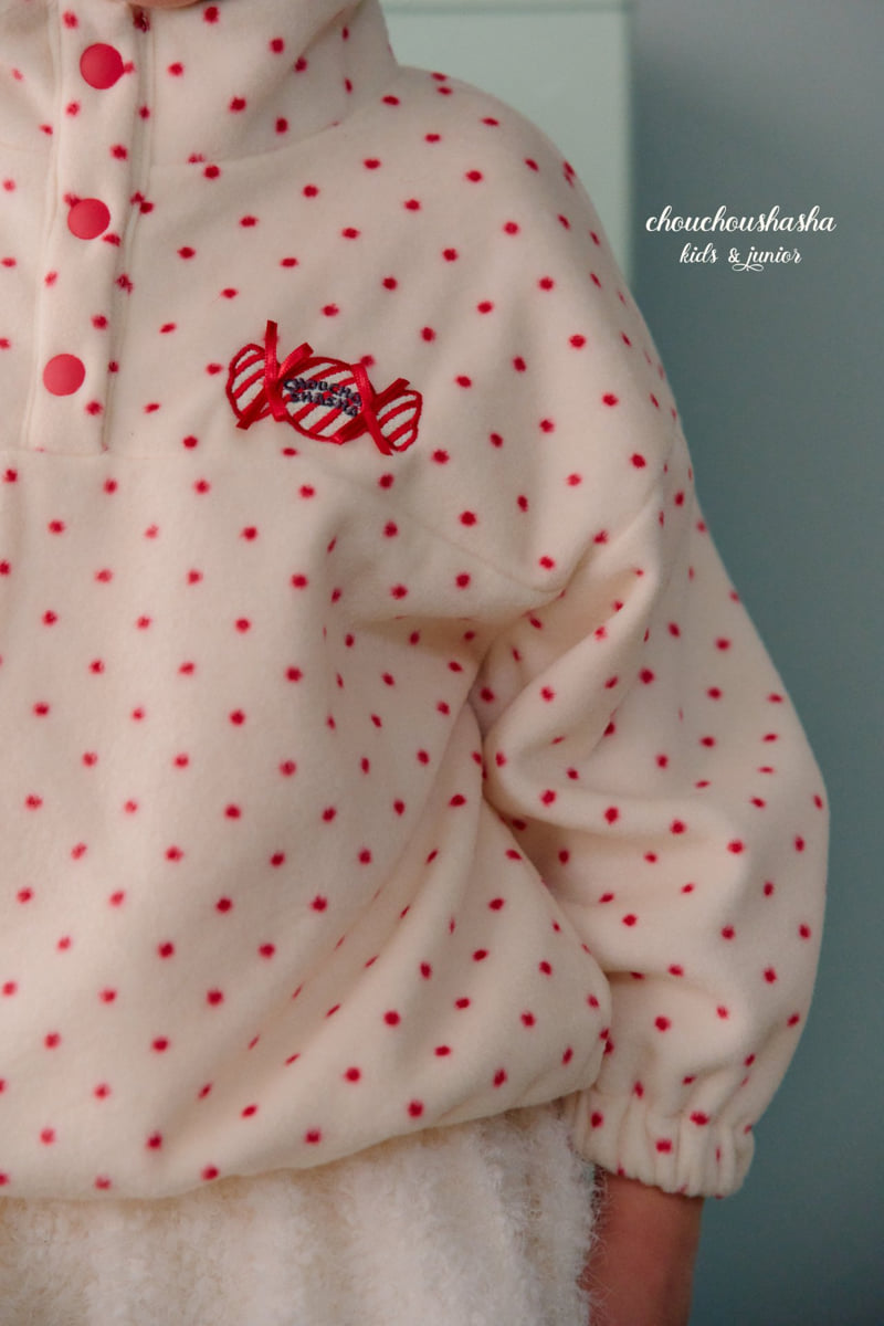 Chouchou Shasha - Korean Children Fashion - #kidzfashiontrend - Candy Dot Fleece Tee - 9