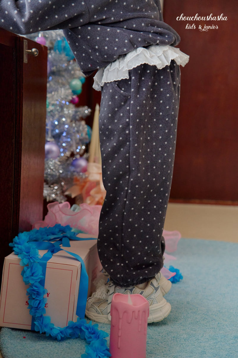 Chouchou Shasha - Korean Children Fashion - #kidzfashiontrend - Dot Lace Fleece Pants - 5