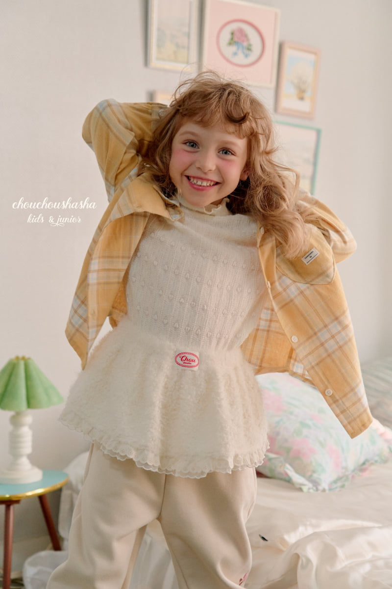 Chouchou Shasha - Korean Children Fashion - #stylishchildhood - Heart Frill Fleece Lace Tee - 5