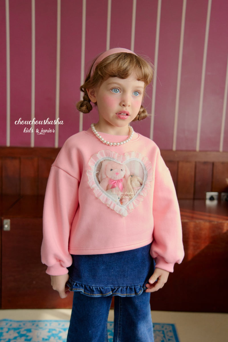 Chouchou Shasha - Korean Children Fashion - #todddlerfashion - Heart Lace Sweatshirt - 5