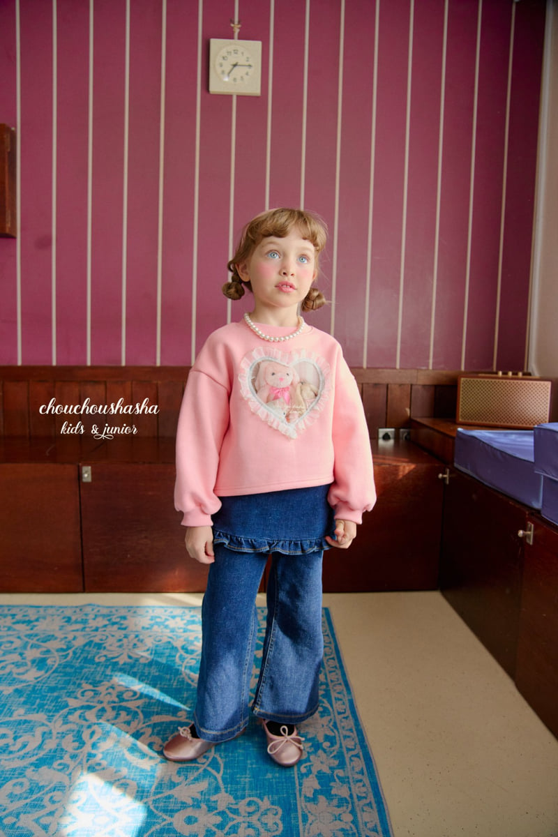 Chouchou Shasha - Korean Children Fashion - #toddlerclothing - Heart Lace Sweatshirt - 6