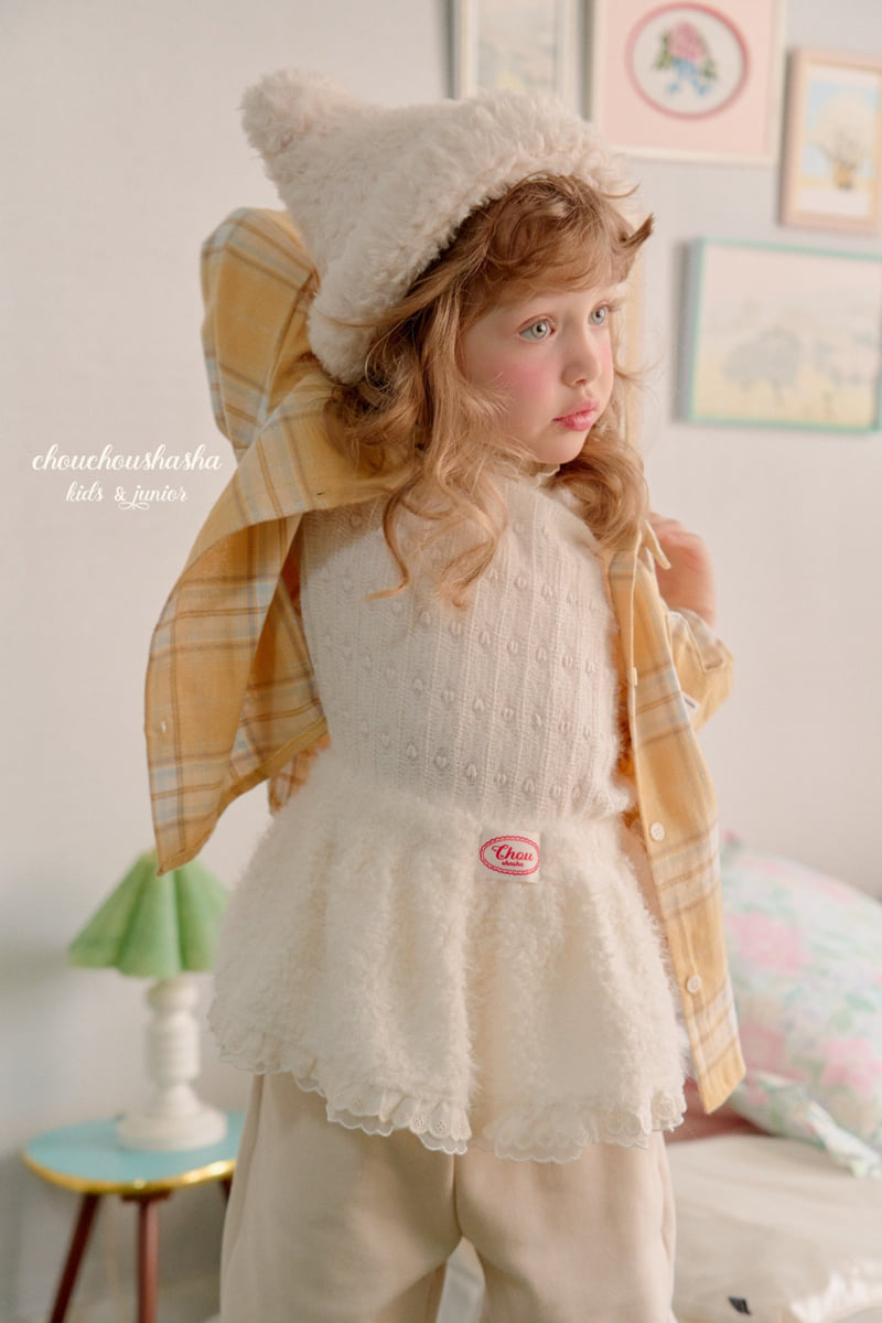 Chouchou Shasha - Korean Children Fashion - #todddlerfashion - Heart Frill Fleece Lace Tee - 4