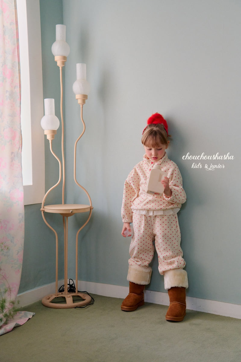 Chouchou Shasha - Korean Children Fashion - #toddlerclothing - Dot Lace Fleece Pants - 12