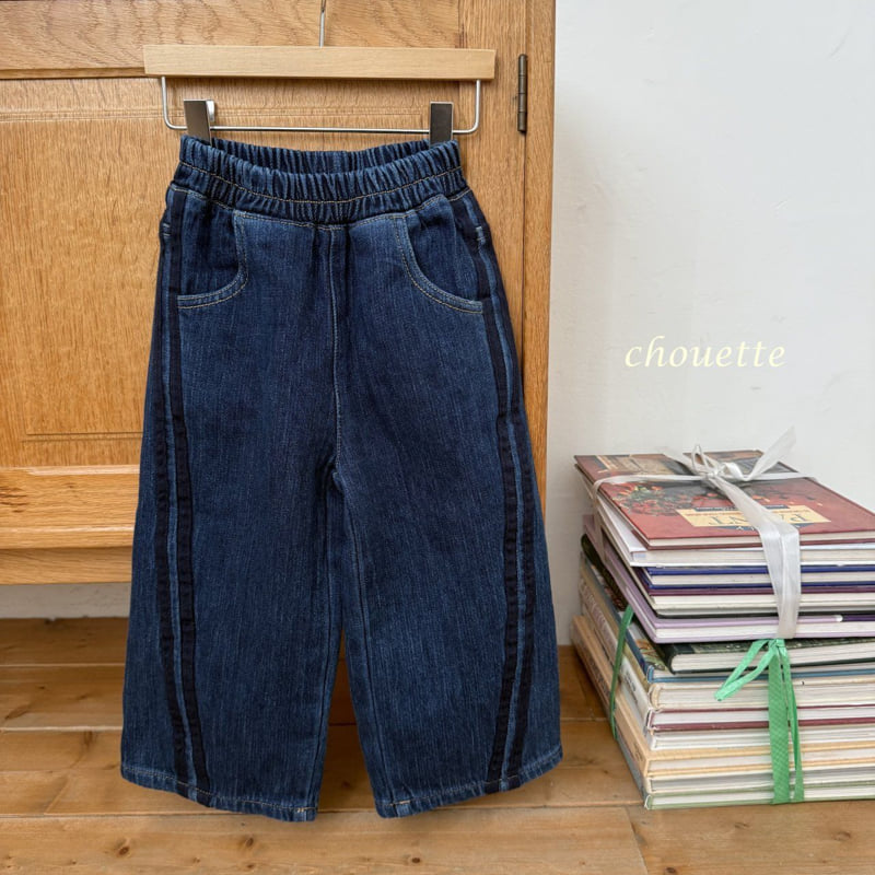 Chouette - Korean Children Fashion - #childofig - Curve Tape Double Denim Pants