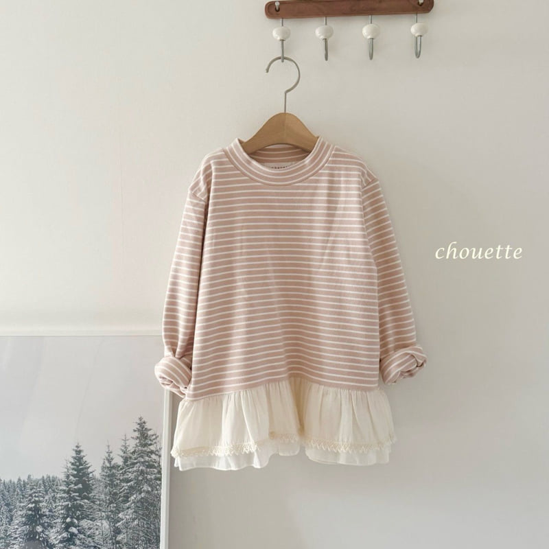 Chouette - Korean Children Fashion - #discoveringself - Striped Frill Tee