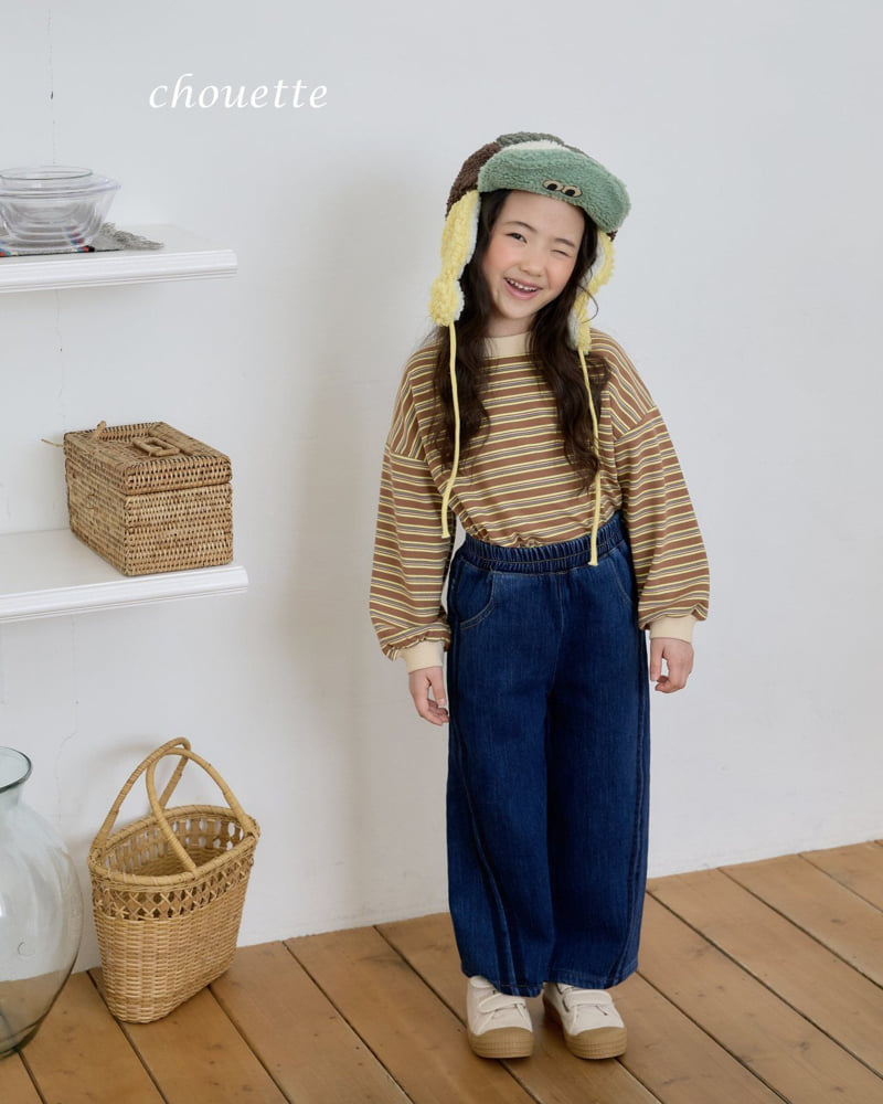 Chouette - Korean Children Fashion - #designkidswear - Curve Tape Double Denim Pants - 4