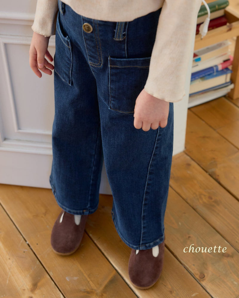 Chouette - Korean Children Fashion - #fashionkids - Pocket Button Fleece Denim Pants - 4