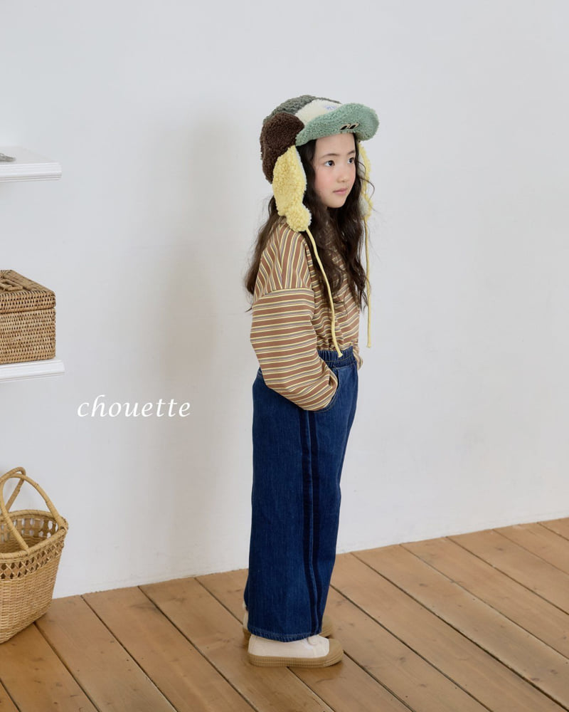 Chouette - Korean Children Fashion - #kidsshorts - Curve Tape Double Denim Pants - 6
