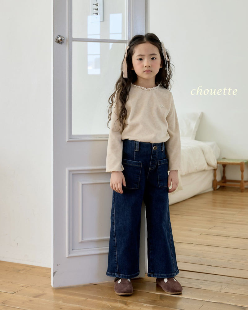 Chouette - Korean Children Fashion - #kidsstore - Pocket Button Fleece Denim Pants - 5