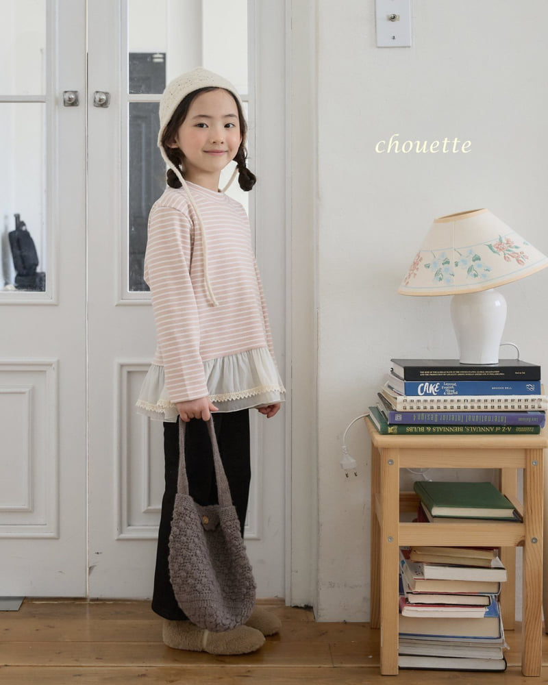 Chouette - Korean Children Fashion - #kidzfashiontrend - Striped Frill Tee - 5